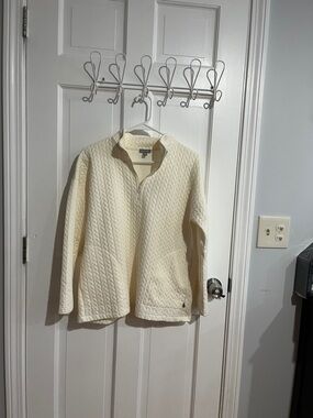 T by Talbots Ivory Quilted Half-Zip Pullover